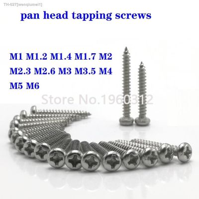 ✧□ 10-100pcs M1 M1.2 M1.4 M1.7 M2 M2.3 M2.6 M3 M4 M5 M6 Stainless steel Cross recessed round pan head tapping screws Wood SCREW