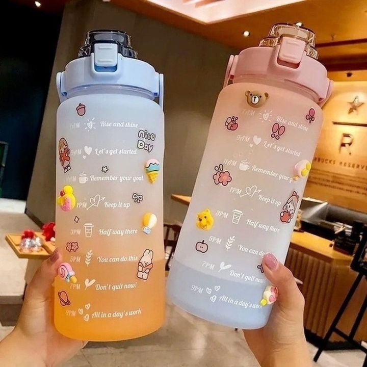 2l Large Capacity Water Bottle Straw Cup High Temperature Plastic