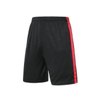 Mens Polyester Black Shorts Single Line Stripes Decorate Summer Casual Short Pants Drawstring Elastic Waist Bottoms New Ls-331