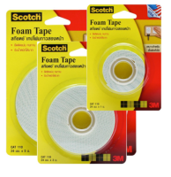 KTS(ศูนย์เครื่องเขียน) เทปโฟม Scotch 3M  (แพ็คเหลือง) ความกว้าง 24 mm. สามารถเลือกความยาวได้