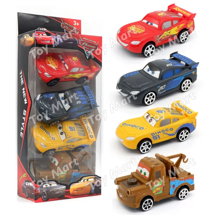 4pcs Lightning McQueen Cars Racing Car Pull-back Toy Decoration Gifts