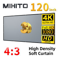 MIXITO 4:3 High-Density Projector Screen 1080P 3D Enhanced 120-Inch High-Definition Portable Foldable Projection Movie Screen