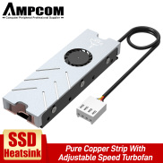 AMPCOM Tản Nhiệt SSD M.2 NVME NGFF 2280 Với Quạt Tăng Áp Tốc Độ Điều Chỉnh