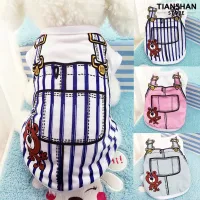 Tian Pet Cat Fake Suspenders Bear เสื้อยืดลําลองแขนกุดมีระบายอากาศ