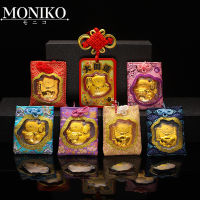 MONIKO 24k กรุงเทพทองญี่ปุ่นพระเครื่องถุงความมั่งคั่งผู้ถือเครื่องประดับรถจี้สุขภาพโชคลาภพวงกุญแจแมวโชคดีผู้หญิงของขวัญ