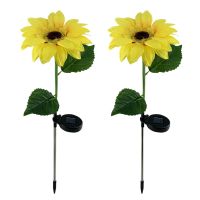 2Pcs Solar Sunflower Light Outdoor Garden Stake ไฟ LED กันน้ำสำหรับ Patio Lawn Yard Backyard Decoration