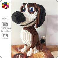 PZX 686-01 Animal World Beagle Hound Hunting Dog Hunter Pet Doll DIY Mini Diamond Blocks Bricks Building Toy For Children No Box