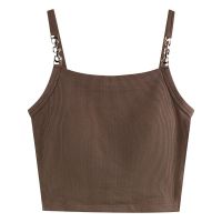 【Ready】? Pure desire small camisole womens inner wear spring and autumn with chest pad short bottoming beautiful back tube top sexy hot girl top summer