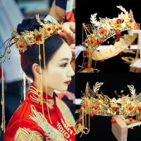 จีนงานแต่งงานชุดเจ้าสาว headdress Liusufengguan ชุดแต่งงานชุดแต่งศีรษะ