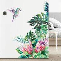 wallpaper dinding wallpaper sticker for wall wallpaper XUNJIE Tropical Leaves Eco-friendly Easy to Use 3D Wall Beautification Background Wall Decoration Living Room Tropical Plants Home Decor Wall Sticker Hummingbird Wallpaper Decals Decoration Mural