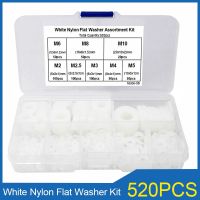 ☫ 520PCS M2 M2.5 M3 M4 M5 M6 M8 M10 White Nylon Flat Washer Set Plastic Plain Spacer Gasket O Ring Assortment Kit Box