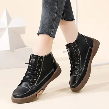 Ankle Boots Fashion Lady Lace Up Shoe Soft Leather Platform Shoe