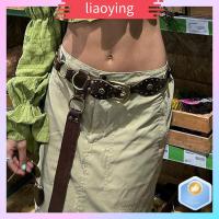 LIAOYING โกธิกสตรีมพังก์ เข็มขัดรัดเอว หมุดย้ำวินเทจ GROMMET PU Leather สายคาดเอว แฟชั่นสำหรับผู้หญิง ความกว้างกว้าง ผู้หญิงผู้หญิงผู้หญิง