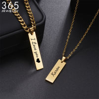 Fashion Custom Stainless Steel Engrave Name Rectangle Necklace For Men Square Pendant Date DIY Necklaces Lovers Jewelry Gift2023