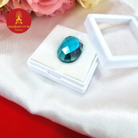 พลอยกระจก เจียตาข่าย สีฟ้า ขนาด 15.7x21.7x8.2 mm สามารถทำเครื่องประดับ จี้ ประดับพระพุทธรูป วัตถุมงคล หัวแหวนได้