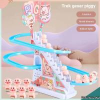 6PCS Piggy Chasing Playset Educational Climbing Stairs Toys Electric Piggy Stair Climbing Toy Pig Climbing Stairs Slides for Children astounding
