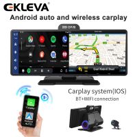 Ekleva กล้องบันทึกวิดีโอ DVR ไร้สาย 10.26 นิ้ว 4K Android WiFi AUX GPS FM พร้อมเครื่องเล่นเสียง สําหรับรถยนต์