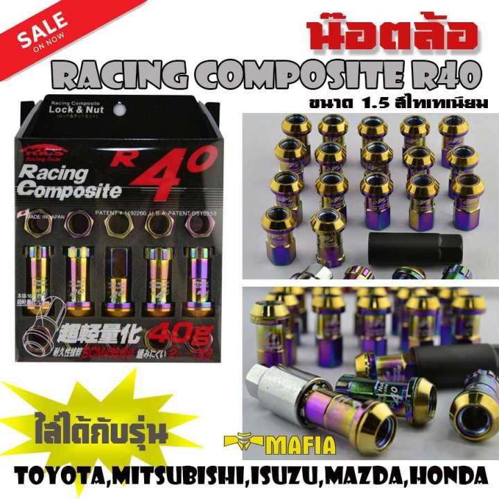 น๊อตล้อ-น๊อตล้อเหล็ก-น๊อตล้อเกลียว-น๊อตล้อรถยนต์-racing-composite-r40-1-5-สีไทเทเนียม-20ตัว-พร้อมบล็อคถอดน๊อตล้อเบอร์-17-กันขโมยได้จริงๆ