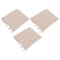 3X Elegant Cream Crochet Lace Macrame Table Runner with Tassels for Rustic Wedding Decoration and Farmhouse Table Decor