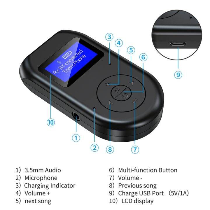 bluetooth-5-0-audio-transmitter-receiver-3-5mm-jack-aux-wireless-audio-adapter-lcd-display-with-mic-for-tv-speaker-car-stereo