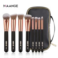 MAANGE Pro ชุดแปรงสำหรับแต่งหน้า8ชิ้น/ล็อตพร้อมกล่องแปรงเกลี่ยอายแชโดว์แป้งรองพื้นผมสังเคราะห์นุ่มสำหรับการแต่งหน้าใหม่