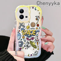 เคส Chenyyka สำหรับ VIVO V25 5G V25E X80 Lite V21E Y73 2020เคสการ์ตูนน่ารักดาวเคราะห์คอสมิคสีสันสดใสลายเนื้อครีมเคสโทรศัพท์โปร่งใสขอบป้องกันกล้องกันกระแทกเคสซิลิโคนอ่อนชัดเจน