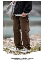 2023 New Fashion version double-knee workwear logging pants spring new mens trousers straight leg tide brand Japanese retro casual work pants b01