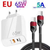 พอร์ตที่ชาร์จ GaN 65W QC 3.0 33W แท่นชาร์จผนัง Eu สำหรับ iPhone USB