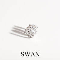 SWAN - Baguette Swirl Ring แหวนเงินแท้ ฝังเพชรคิวบิกเซอร์โคเนียทรงบาแกตต์ cubic zirconia