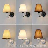 hyfvbujh♙ Fabric Lampshade Wall Lamp with E27 Bulb Sconces for Hotel Bedroom Bedside Room Stairs Decoration