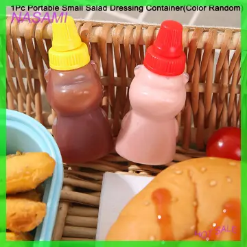 4pcs Mini Portable Sauce Bottles For Bento Box, Japanese Style Salad &  Tomato Sauce Plastic Containers, Squeeze Condiment Bottles