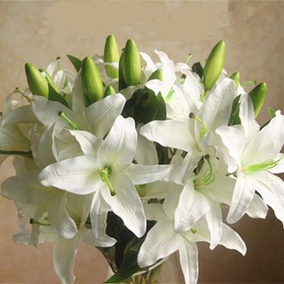 【CC】 Artificial Lilies Six Heads Wedding Decoration Bouquet Room Arrangement