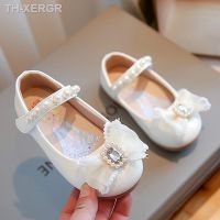 【hot】□▩○  Bridal Wedding Shoes Wihte Mary Pearls Rhinestone Leather Baby Kids Flats Children 366L