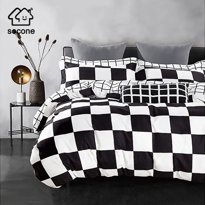 Socone 3in1 Black And White Elegant, Twin Size White Bed Sheets