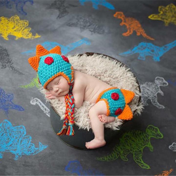 เด็กทารกชุดไดโนเสาร์ทารกแรกเกิดการถ่ายภาพอุปกรณ์ประกอบฉากถักทารกอุปกรณ์เสริม