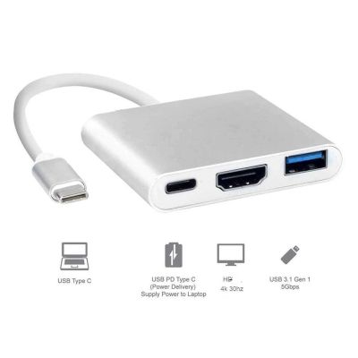 Type C To HDMI-compatible USB 3.0 Charging Adapter 3 IN 1 Converter USB-C 3.1 Hub Adapter For MacBook Air Pro Huawei Samsung USB Hubs