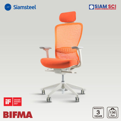 Siam Steel เก้าอี้ รุ่น Viper Premium HighBack สีส้ม ผ้าตาข่าย พนักพิงศรีษะ เก้าอี้ทำงาน เก้าอี้เพื่อสุขภาพ Ergonomic Chair