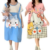 Sanrios Hellokittys ชุดนอน Cinnamoroll,ชุดนอนอนิเมะการ์ตูนน่ารักชุดนอน Pakaian Rumahan ใส่สบายเหมาะกับผิวฤดูร้อน