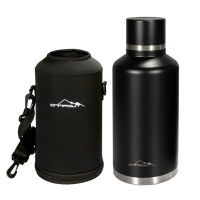 2L Vacuum Insulated Stainless Steel Water Bottle with Carry Bag Pouch for Camping Hiking Backpacking Picnic