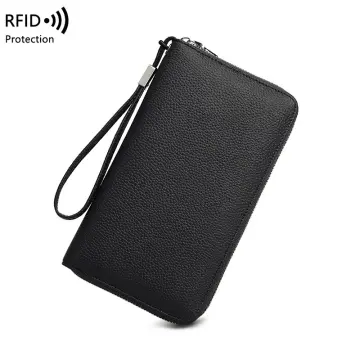 CHARM INFINI Waxy PU Leather RFID Blocking Long Wallet Cellphone