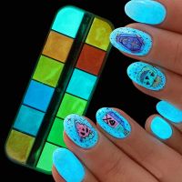 New Luminous Nail Powder Glow In Dark Neon Pigment Fluorescent Nail Glitter Reflective Spray Dust Design Decor For Manicure