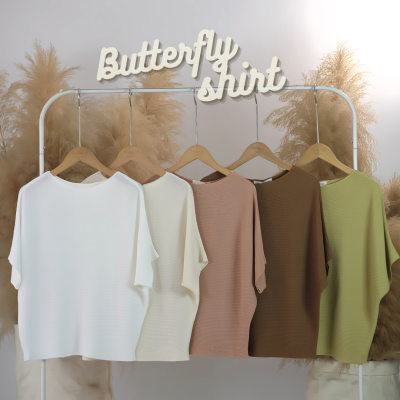butterfly shirt เสื้อผ้าร่องไม่ต้องรีด 5 สี