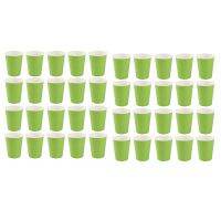 40 Paper Cups (9Oz) - Plain Solid Colours Birthday Party Tableware Catering(Green)