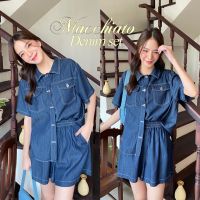 chuuchop _พร้อมส่ง(C8172)?️?️?Macchiato denim set ชุดเซ็ตยีนส์กางเกงขาสั้น + เสื้อแขนสั้น