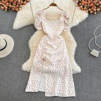 【HOT】✑☾ Neploe Collar Dot Dresses Short Puff Sleeve Female Robe 2023 New Fashion A-line Vestidos Mujer