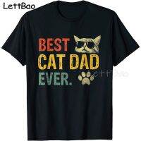 Best Cat Dad Ever Mens Tshirt Cotton Funny Printed Graphic T Shirt Shortsleeved Male Clothing 100% Cotton Gildan