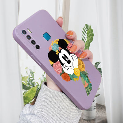 GGK เคสโทรศัพท์ลายการ์ตูน Infinix S5 Infinix S5 Lite เคสโทรศัพท์มิกกี้ทรงสี่เหลี่ยมดั้งเดิมปลอกซิลิโคนของเหลวคลุมทั้งหมดเคสป้องกันทนแรงกระแทกกล้อง