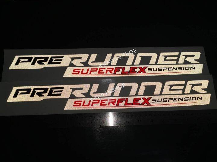 สติ๊กเกอร์งานสกรีน-คำว่า-prerunner-super-flex-suspension-ติดข้างท้ายรถกระบะ-toyota-revo-sticker-โตโยต้า-รีโว้-2021-ติดรถ-แต่งรถ-กระบะ