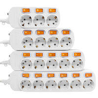 European Power Strip 3456 Socket Independent Switch Surge Protection 1.52.5Meters Wire