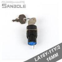 Rotating latched switch LA16Y-11Y/2 2 position start knob with key button switch 16MM Silver contact 220V 1NC 1NO